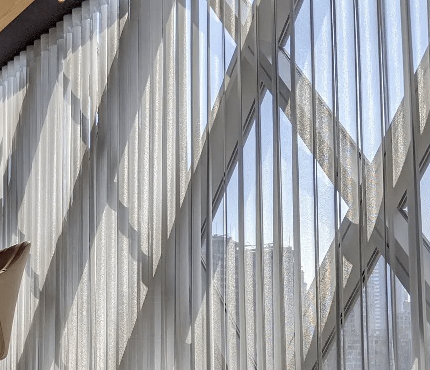 Flowing sheer smart drape fabric detail